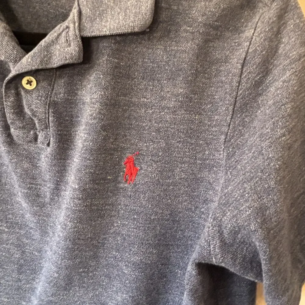 Polo Ralph Lauren Mens Classic Fit Mesh Polo Shirt Navy Blue Embroidered Logo